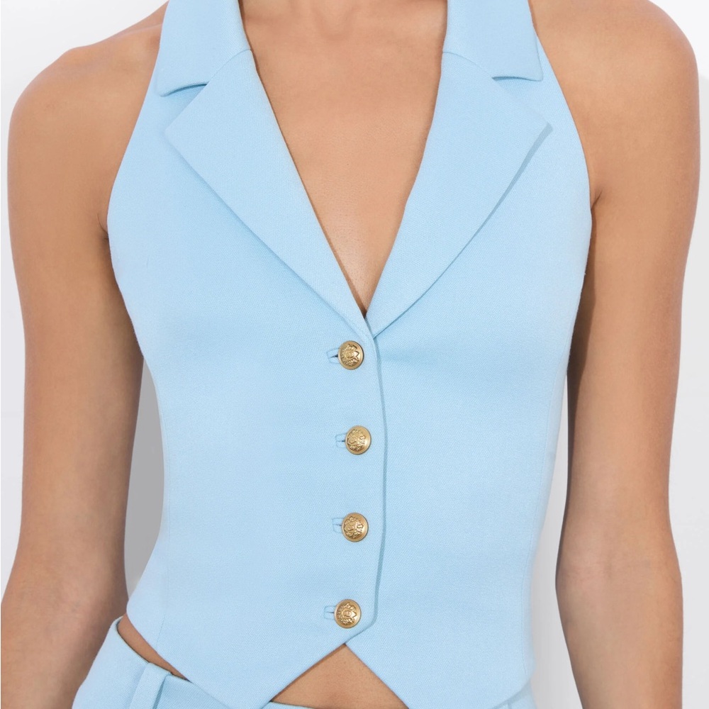 Alice + Olivia Donna Halter Light Blue Vest Size 4